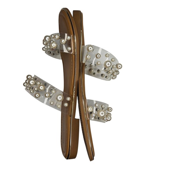 Pierre Dumas Pearl Embellished Lucite Slide Sandals Women's Size 8.5 - Picture 10 of 15